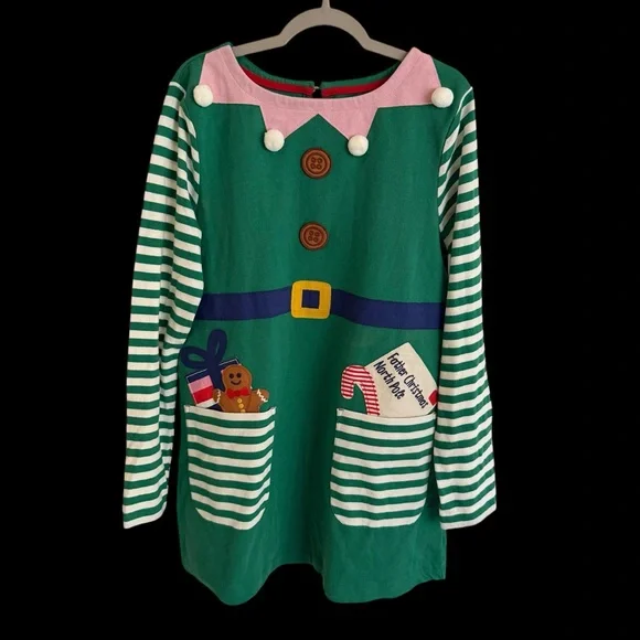 Mini Boden | Dresses | Mini Boden Girls 112 Years Green Elf Santa Helper Christmas  Dress Holiday Cute | Poshmark